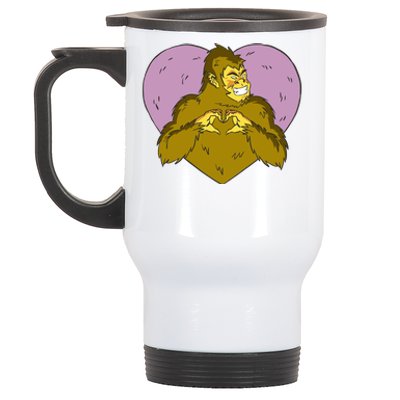 Bigfoot Monster Heart Cute Gift Stainless Steel Travel Mug