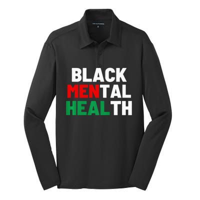 Black Mental Health Matters Silk Touch Performance Long Sleeve Polo