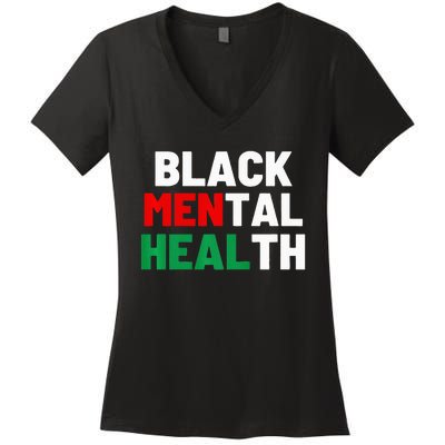 Black Mental Health Matters Women's V-Neck T-Shirt