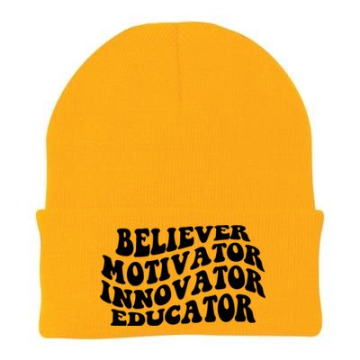 Believer Motivator Innovator Educator Retro Gift Knit Cap Winter Beanie