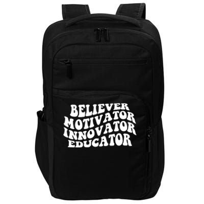 Believer Motivator Innovator Educator Retro Gift Impact Tech Backpack