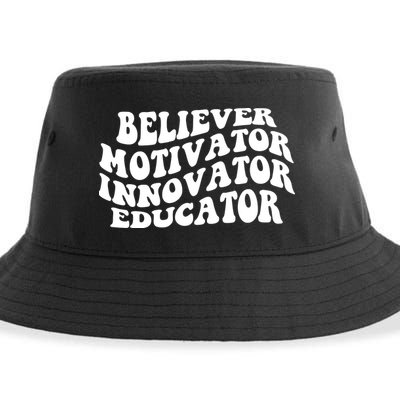 Believer Motivator Innovator Educator Retro Gift Sustainable Bucket Hat