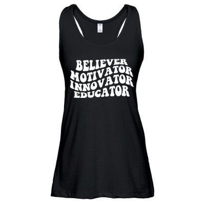Believer Motivator Innovator Educator Retro Gift Ladies Essential Flowy Tank