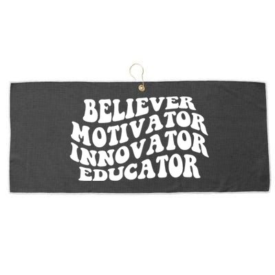 Believer Motivator Innovator Educator Retro Gift Large Microfiber Waffle Golf Towel