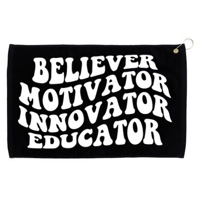 Believer Motivator Innovator Educator Retro Gift Grommeted Golf Towel