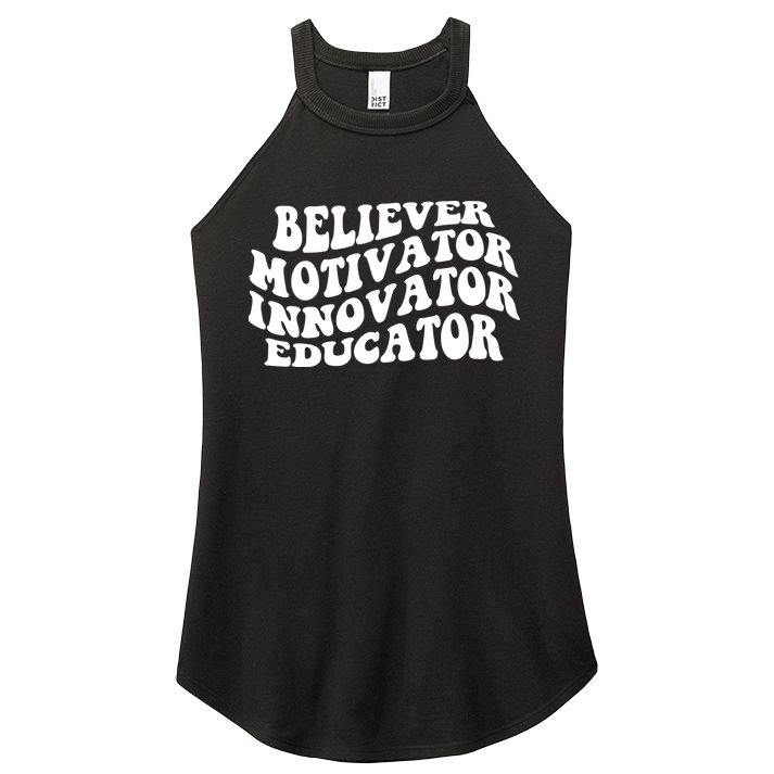 Believer Motivator Innovator Educator Retro Gift Women's Perfect Tri Rocker Tank