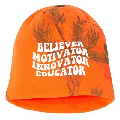 Believer Motivator Innovator Educator Retro Gift Kati - Camo Knit Beanie