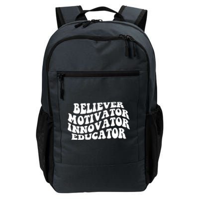 Believer Motivator Innovator Educator Retro Gift Daily Commute Backpack