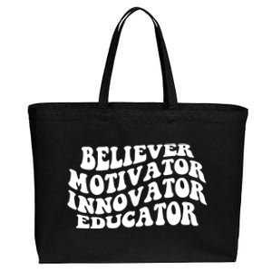 Believer Motivator Innovator Educator Retro Gift Cotton Canvas Jumbo Tote