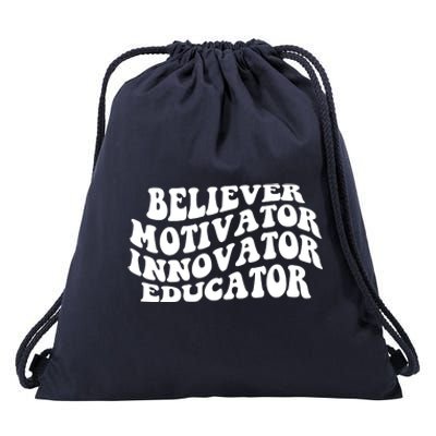 Believer Motivator Innovator Educator Retro Gift Drawstring Bag