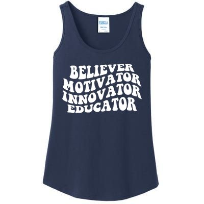 Believer Motivator Innovator Educator Retro Gift Ladies Essential Tank