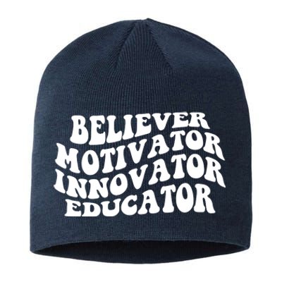 Believer Motivator Innovator Educator Retro Gift Sustainable Beanie