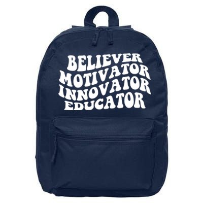 Believer Motivator Innovator Educator Retro Gift 16 in Basic Backpack