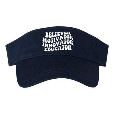 Believer Motivator Innovator Educator Retro Gift Valucap Bio-Washed Visor