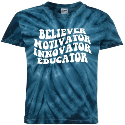 Believer Motivator Innovator Educator Retro Gift Kids Tie-Dye T-Shirt