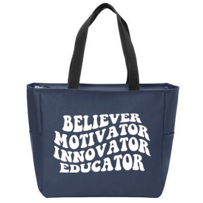 Believer Motivator Innovator Educator Retro Gift Zip Tote Bag