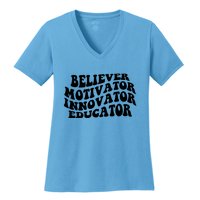 Believer Motivator Innovator Educator Retro Gift Women's V-Neck T-Shirt