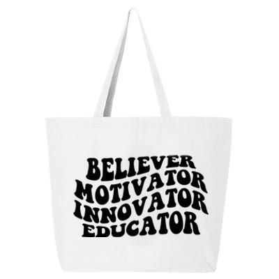 Believer Motivator Innovator Educator Retro Gift 25L Jumbo Tote