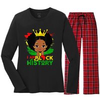 Black Melanin  I Am Black History Month Women's Long Sleeve Flannel Pajama Set 