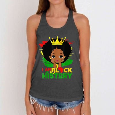 Black Melanin  I Am Black History Month Women's Knotted Racerback Tank