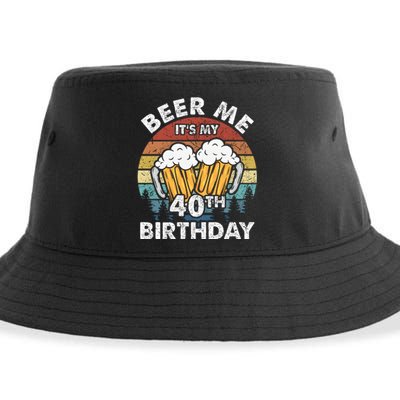 Beer Me Its My 40th Birthday Vintage Sustainable Bucket Hat