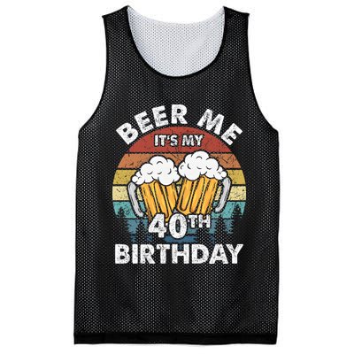 Beer Me Its My 40th Birthday Vintage Mesh Reversible Basketball Jersey Tank