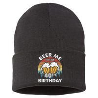 Beer Me Its My 40th Birthday Vintage Sustainable Knit Beanie