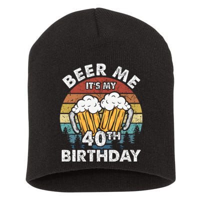 Beer Me Its My 40th Birthday Vintage Short Acrylic Beanie