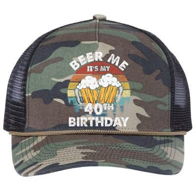 Beer Me Its My 40th Birthday Vintage Retro Rope Trucker Hat Cap