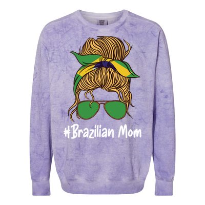 Brazilian Mom International Brasil Flag Mothers Day Gift Colorblast Crewneck Sweatshirt