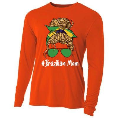 Brazilian Mom International Brasil Flag Mothers Day Gift Cooling Performance Long Sleeve Crew