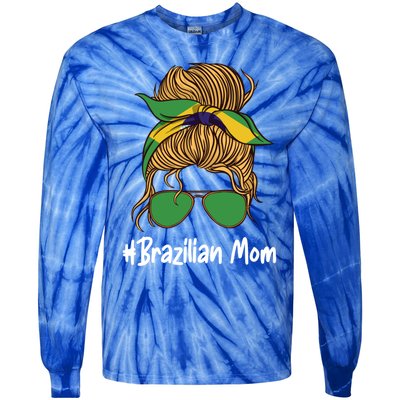 Brazilian Mom International Brasil Flag Mothers Day Gift Tie-Dye Long Sleeve Shirt