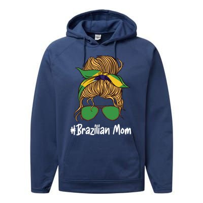 Brazilian Mom International Brasil Flag Mothers Day Gift Performance Fleece Hoodie