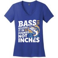 Bass Measure It In Pounds Not Inches Bass Fishing Gift Women's V-Neck T-Shirt