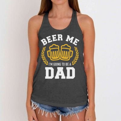 Beer Me I'm Going To Be A Dad Baby Announcement Women's Knotted Racerback Tank