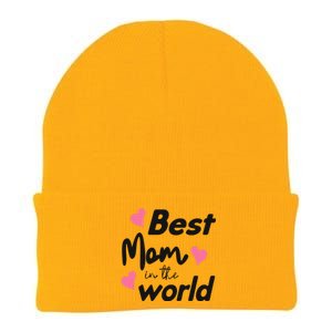 Best Mom In The World Mothers Day Heart Knit Cap Winter Beanie