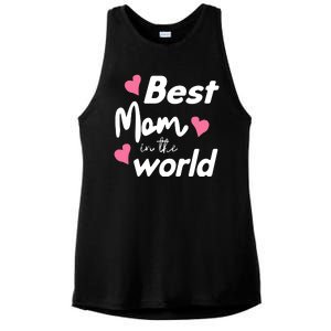 Best Mom In The World Mothers Day Heart Ladies PosiCharge Tri-Blend Wicking Tank