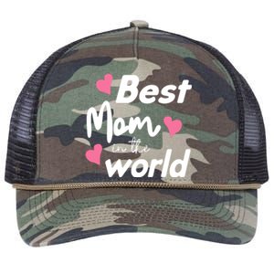 Best Mom In The World Mothers Day Heart Retro Rope Trucker Hat Cap