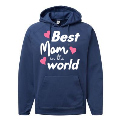 Best Mom In The World Mothers Day Heart Performance Fleece Hoodie