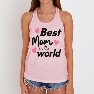 Best Mom In The World Mothers Day Heart Women's Knotted Racerback Tank