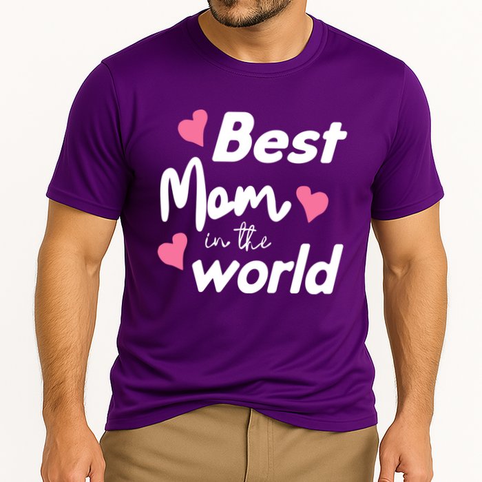 Best Mom In The World Mothers Day Heart Cooling Performance Crew T-Shirt
