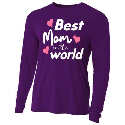 Best Mom In The World Mothers Day Heart Cooling Performance Long Sleeve Crew