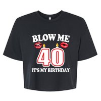 Blow Me It's My 40th Birthday Funny Candle Joke 40 Years Bella+Canvas Jersey Crop Tee