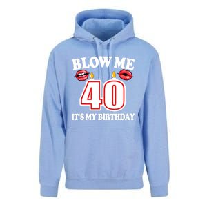 Blow Me It's My 40th Birthday Funny Candle Joke 40 Years Unisex Surf Hoodie