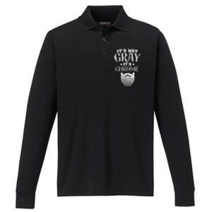 Bearded Man ItS Not Gray ItS Chrome Funny Beard Performance Long Sleeve Polo