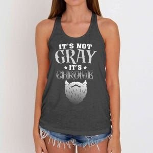 Bearded Man ItS Not Gray ItS Chrome Funny Beard Women's Knotted Racerback Tank