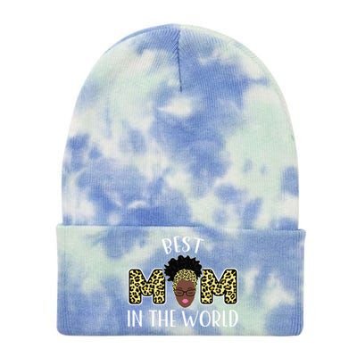 Best Mom In The World Family Gift Tie Dye 12in Knit Beanie