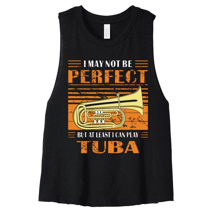 Brass Music Ich Bin Vielleicht Nicht Perfekt Tuba Brass Tuba Women's Racerback Cropped Tank