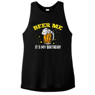 Beer Me It's My Birthday Bday Beer Lover Party Ladies PosiCharge Tri-Blend Wicking Tank