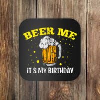 Beer Me It's My Birthday Bday Beer Lover Party Coaster